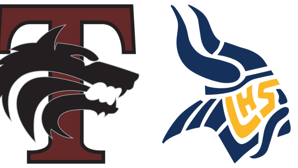 Timberview logo (left) and Lamar logo (right).